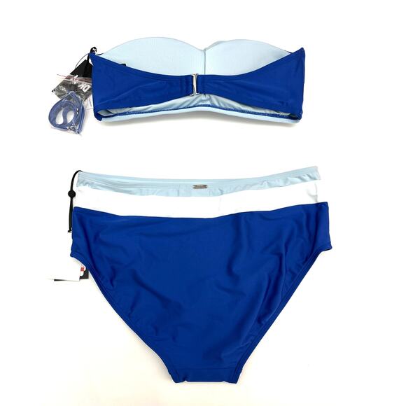 DKNY Bandeau Blue Swim Top & High-waist Bikini Set Large / XL NWT - Picture 5 of 5